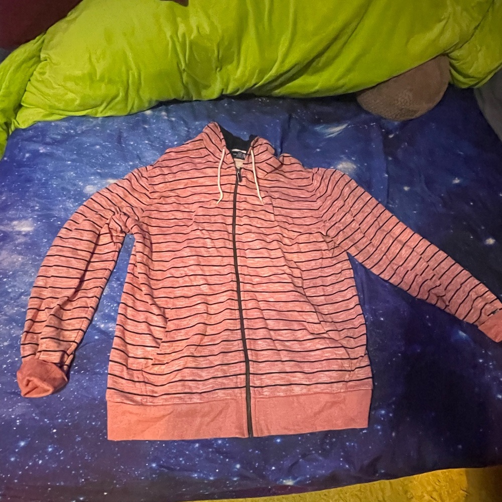 Women’s North Face coral pink striped zip up jacket - Size XL💥